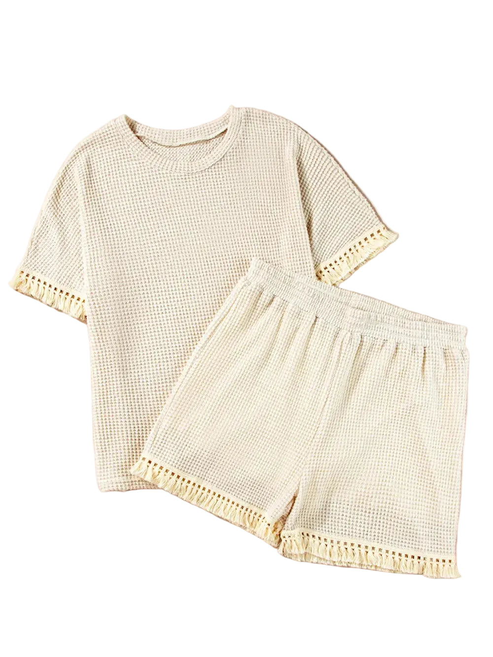 Tassel Round Neck Top and Shorts Set