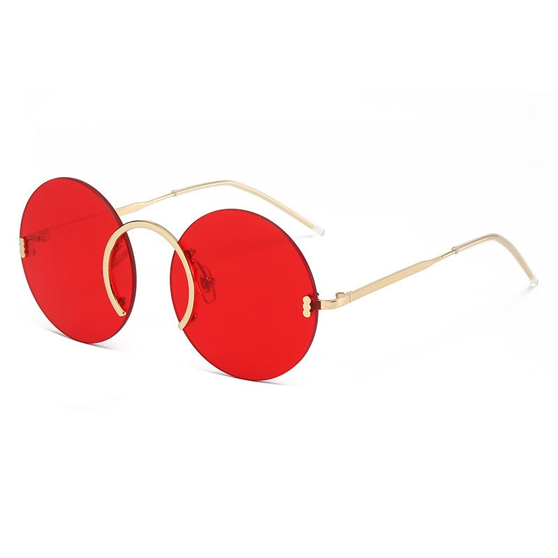 Round Frame Rimless Sunglasses