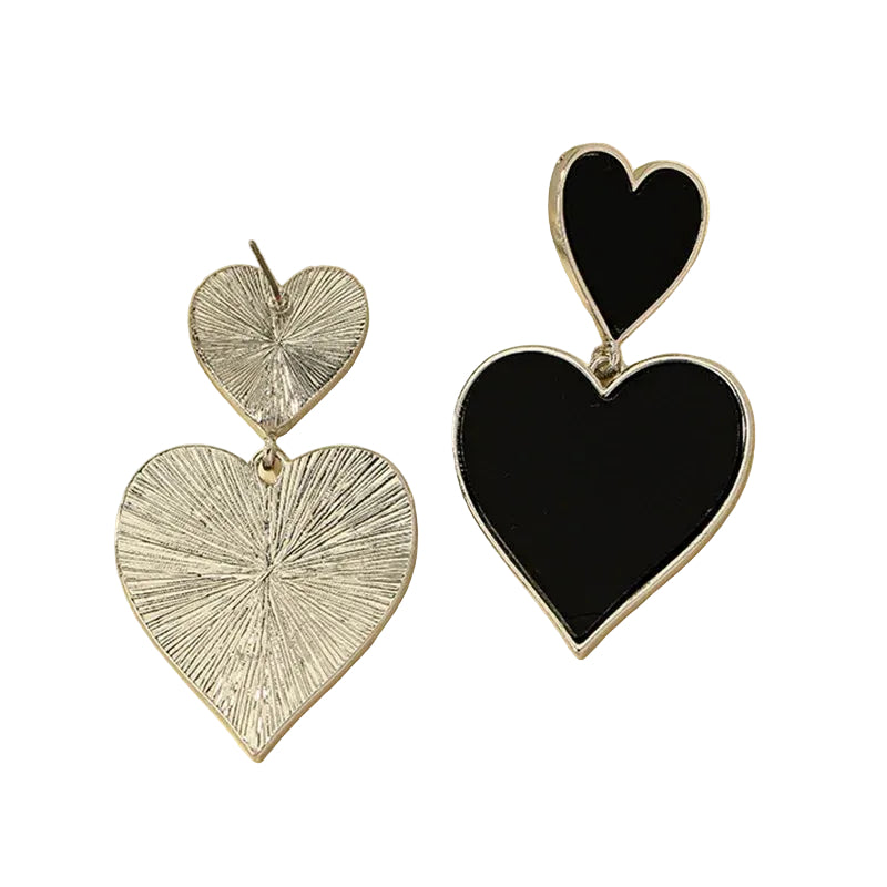 Large Metal Heart Drop Earrings