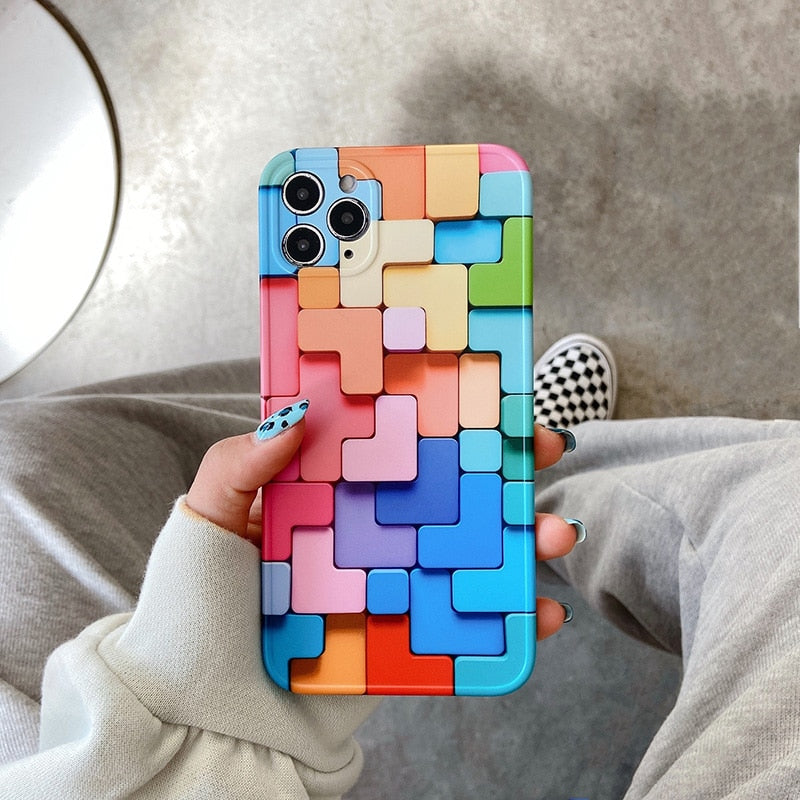 Colourful Block Phone Case For iPhone
