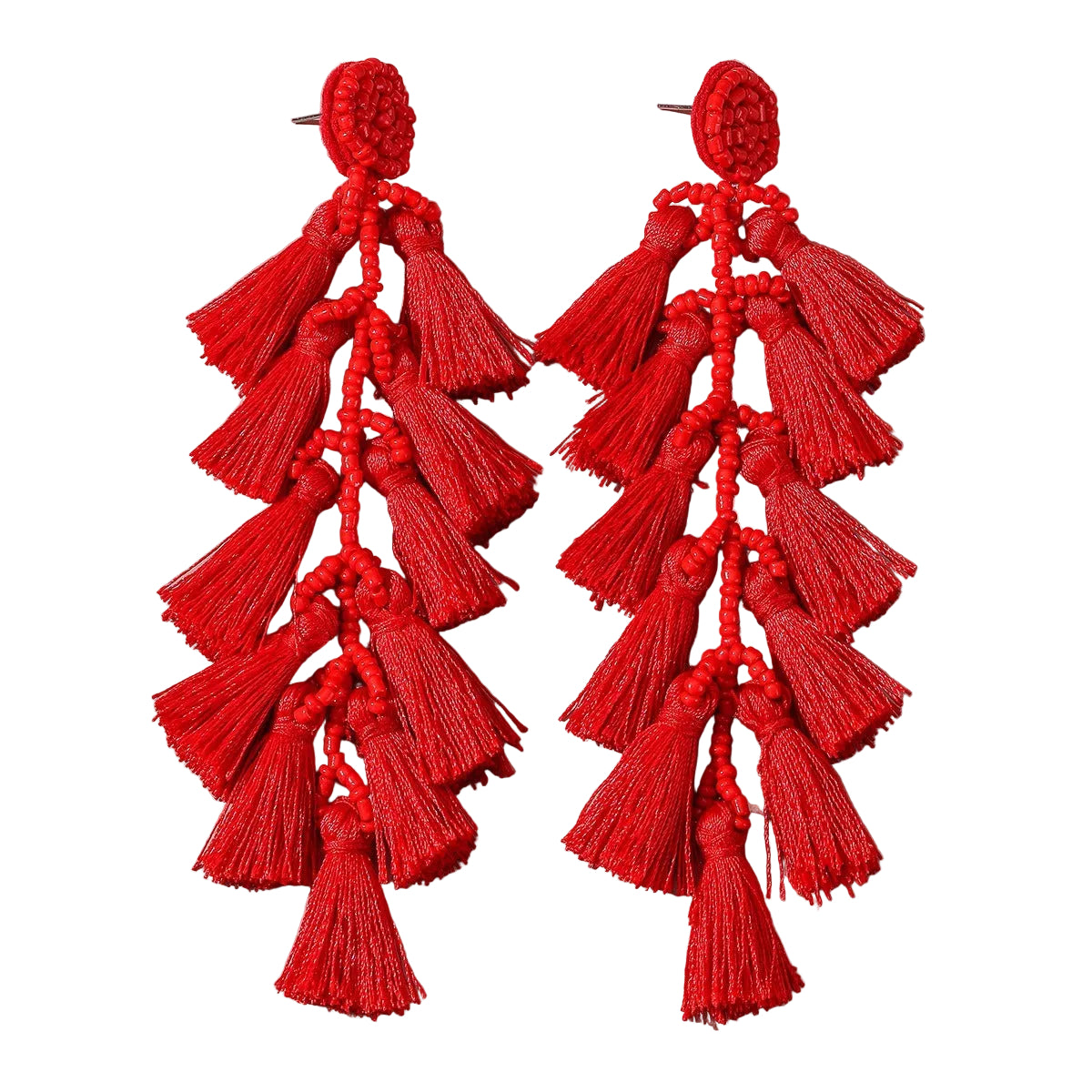 Rice Bead Tassel Earrings