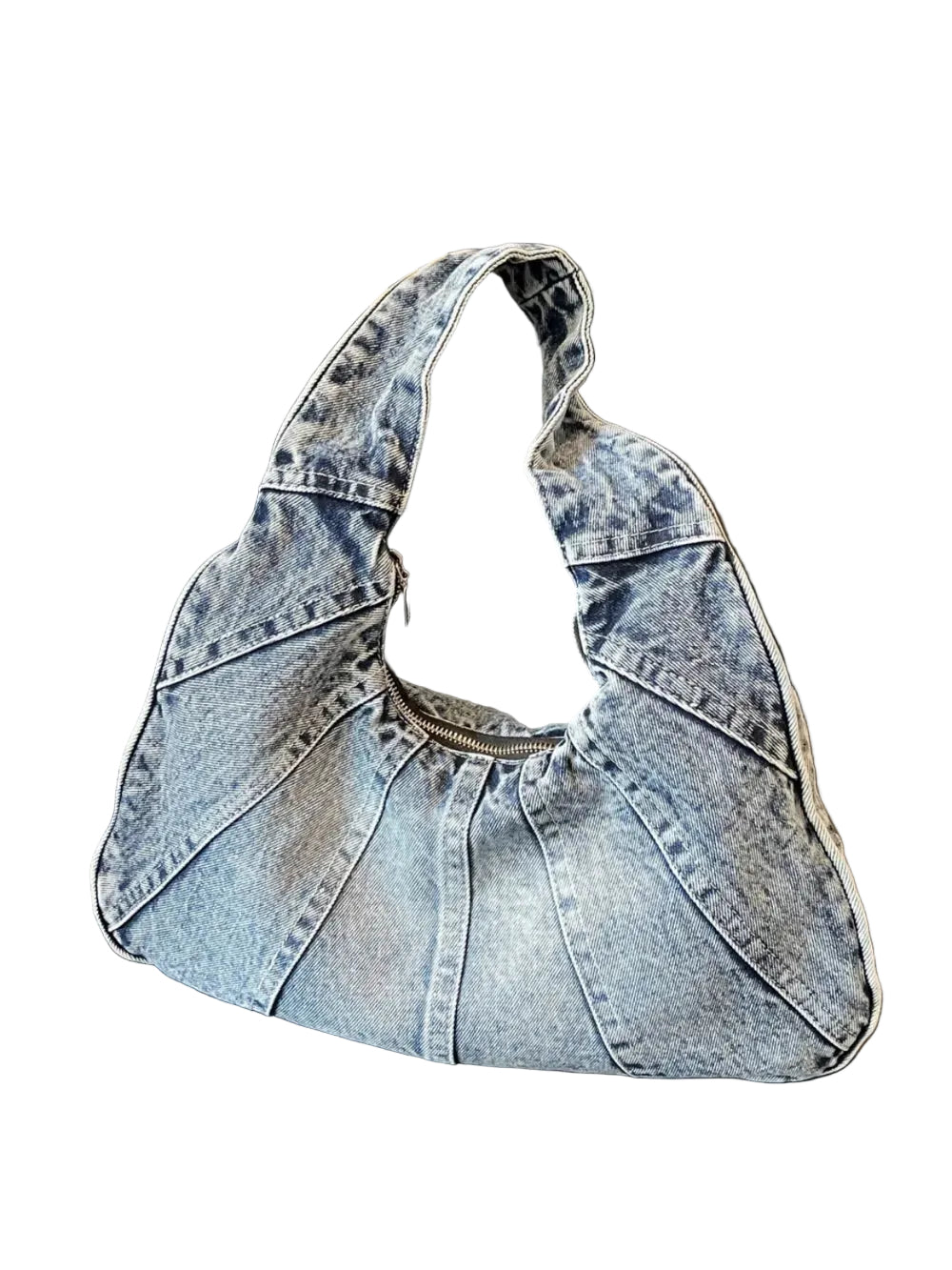 Crescent Shaped Denim Shoulder Bag