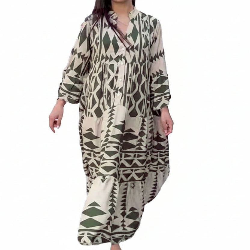 Bohemian printed shirt dress