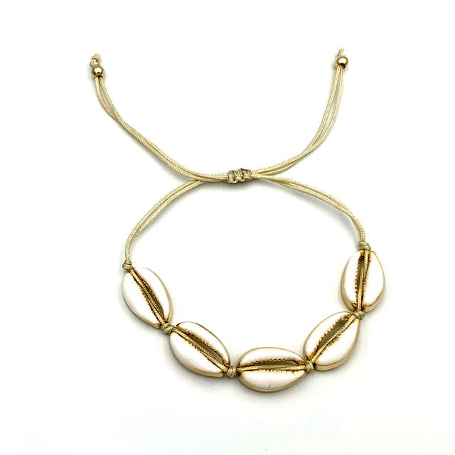 Natural Shell gold cowrie necklace bracelet set