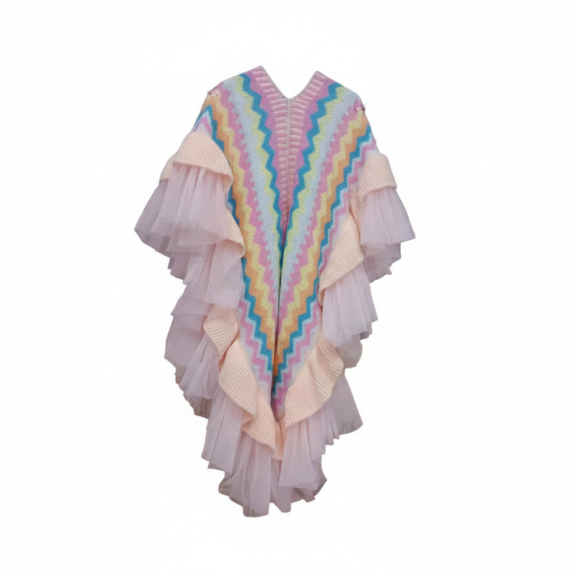 Embroidered Rainbow Shawl