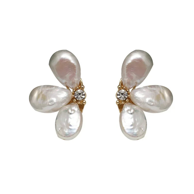Pearl Flower Petal Earrings
