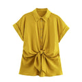 Women's Linen Knot Decorated Shirt + Long Pants