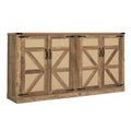 Rustic Oak Colour Faux Rattan Sideboard