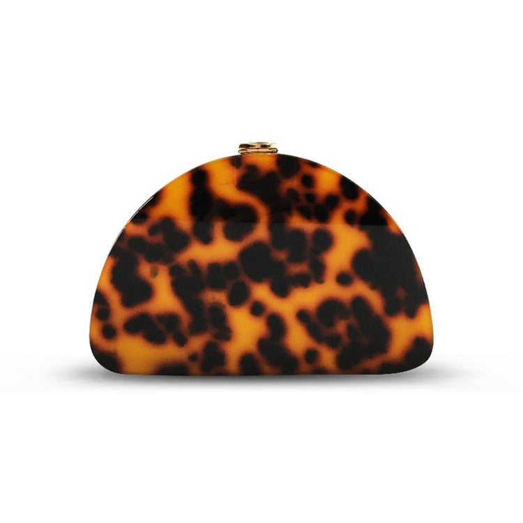 Leopard Print Semicircle Acrylic Handbag