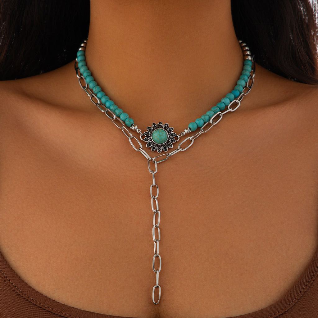 Turquoise cross chain necklace