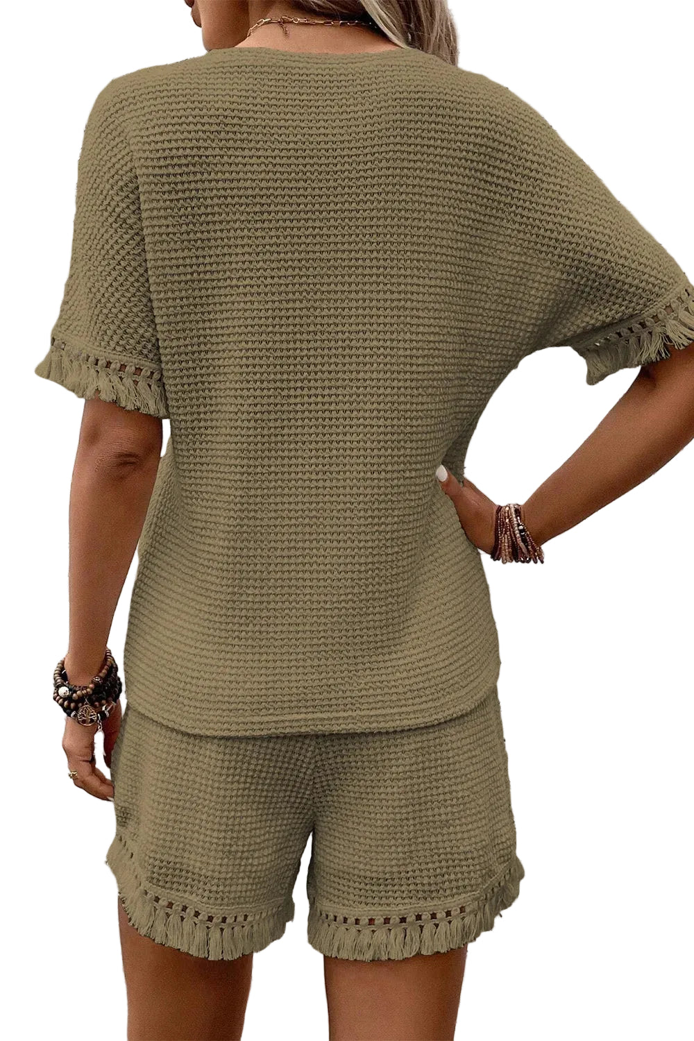 Tassel Round Neck Top and Shorts Set