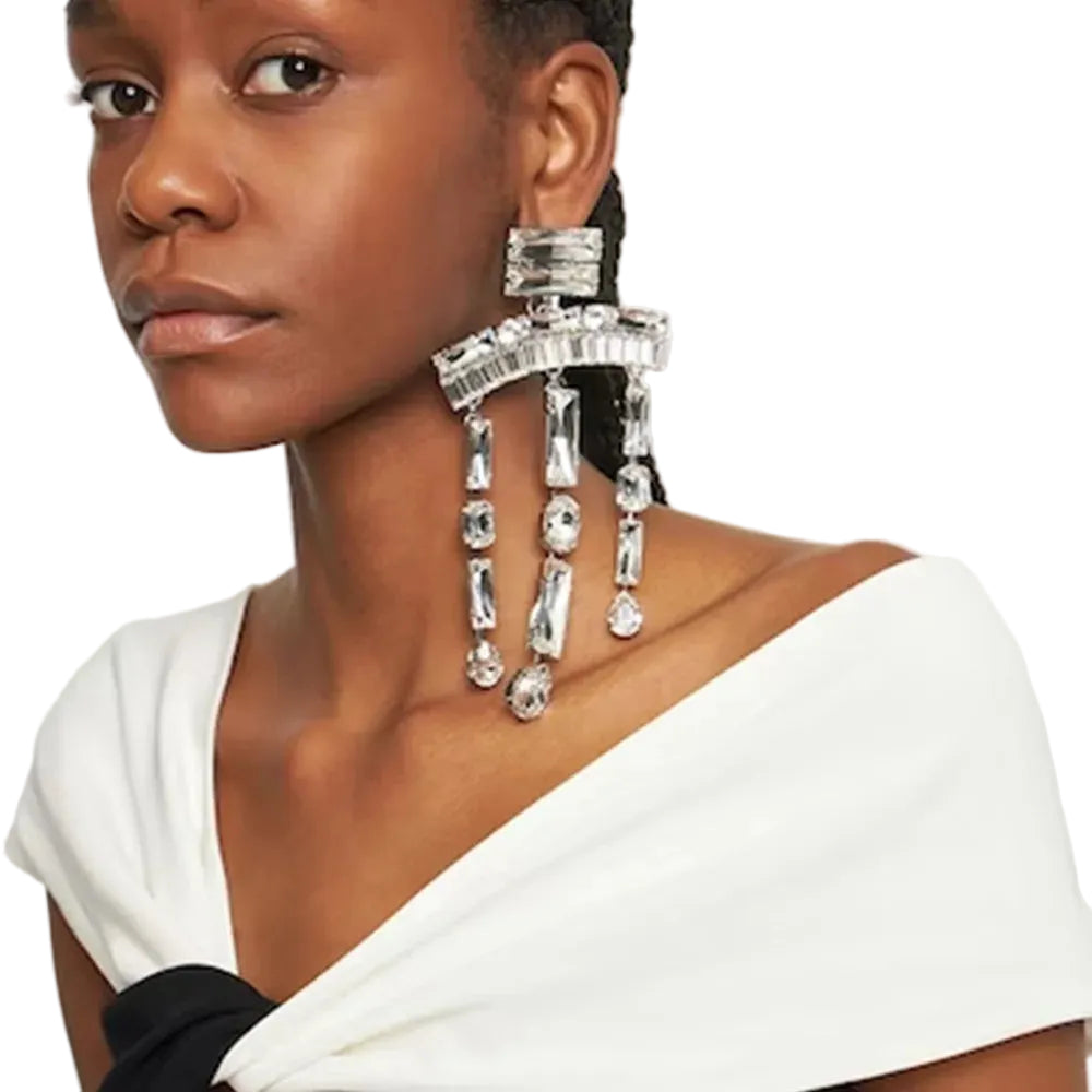 Geometric Rhinestone Oversized Earrings