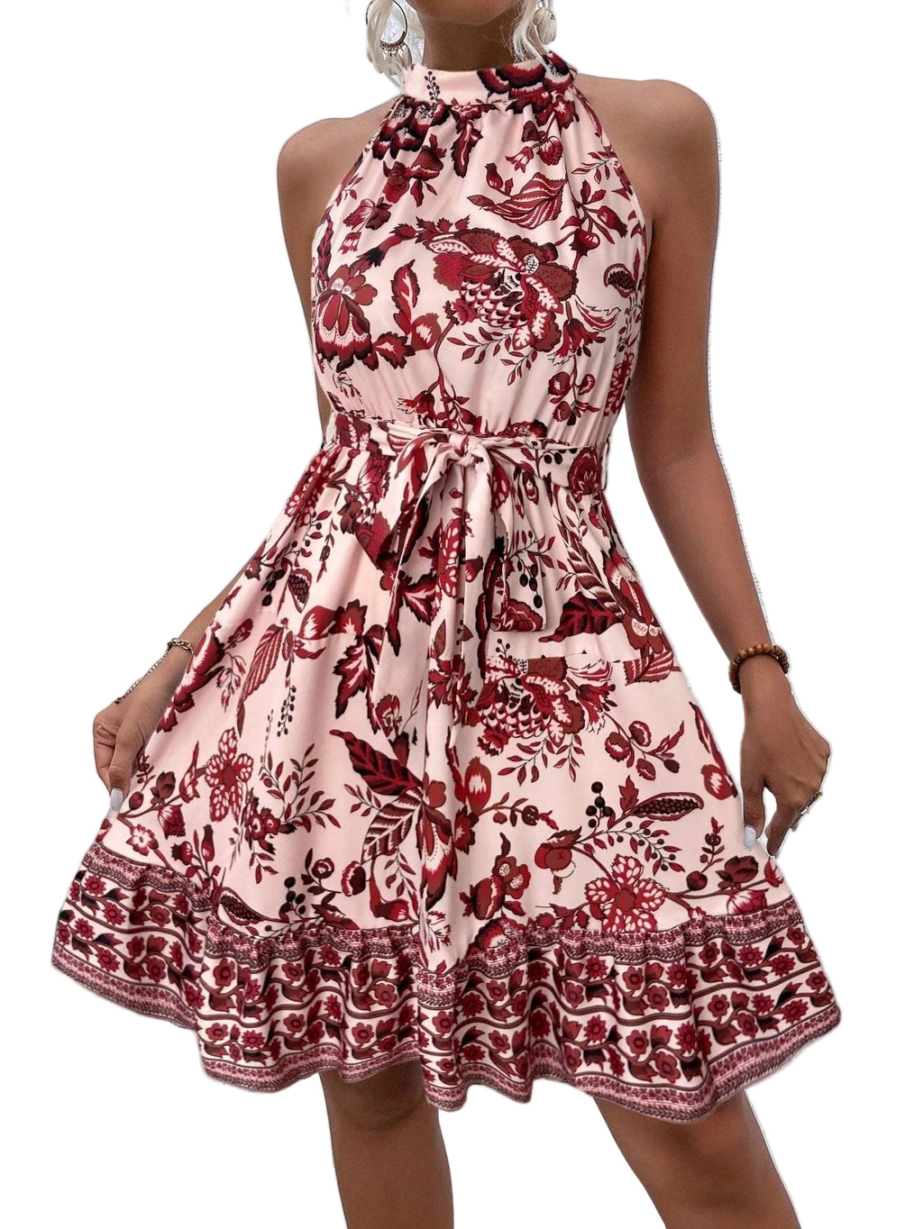 Bohemian High Neck A-line Dress
