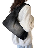 Crescent Shaped Denim Shoulder Bag