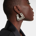 Large Rhinestone Square Earrings