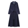 Denim A-line Belted Dress