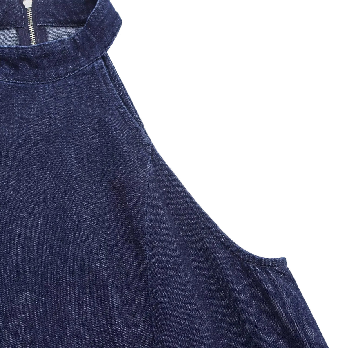 High Neck Denim Midi Dress