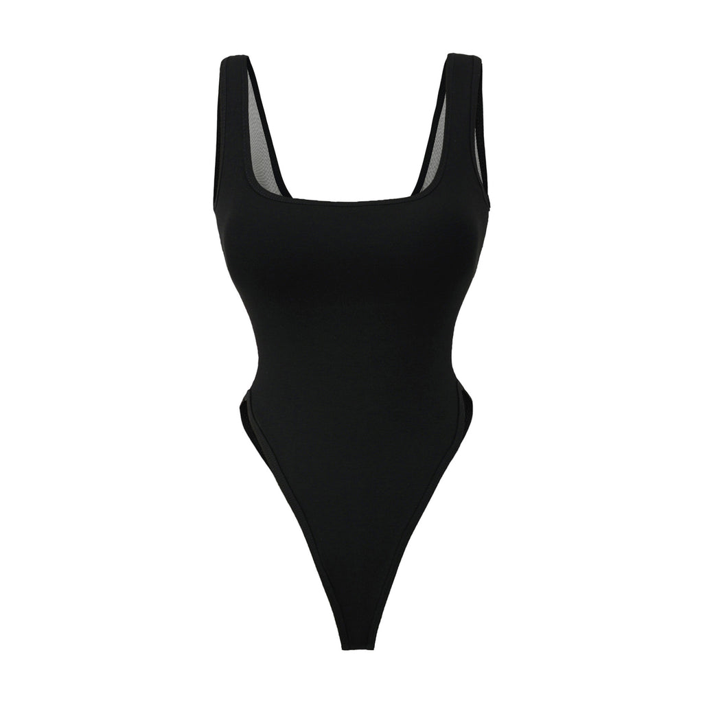 Square collar sleeveless vest jumpsuit