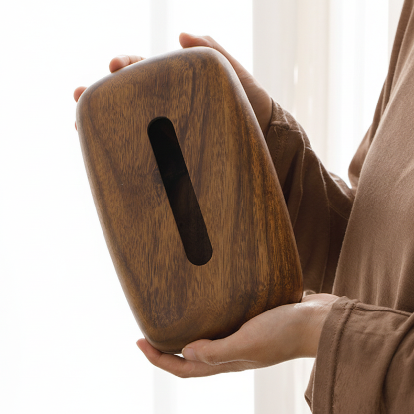 Solid wood tissue box