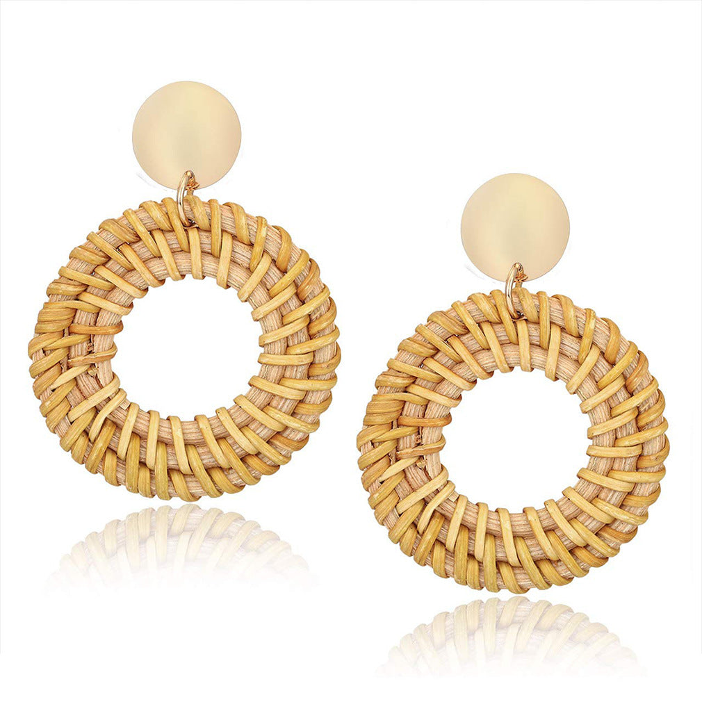 Rattan Woven Copper Earrings