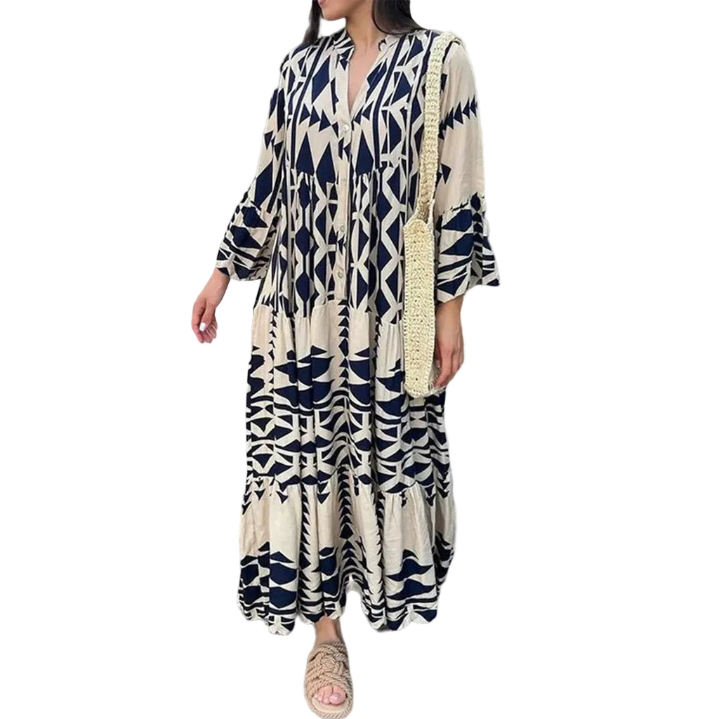 Bohemian printed shirt dress