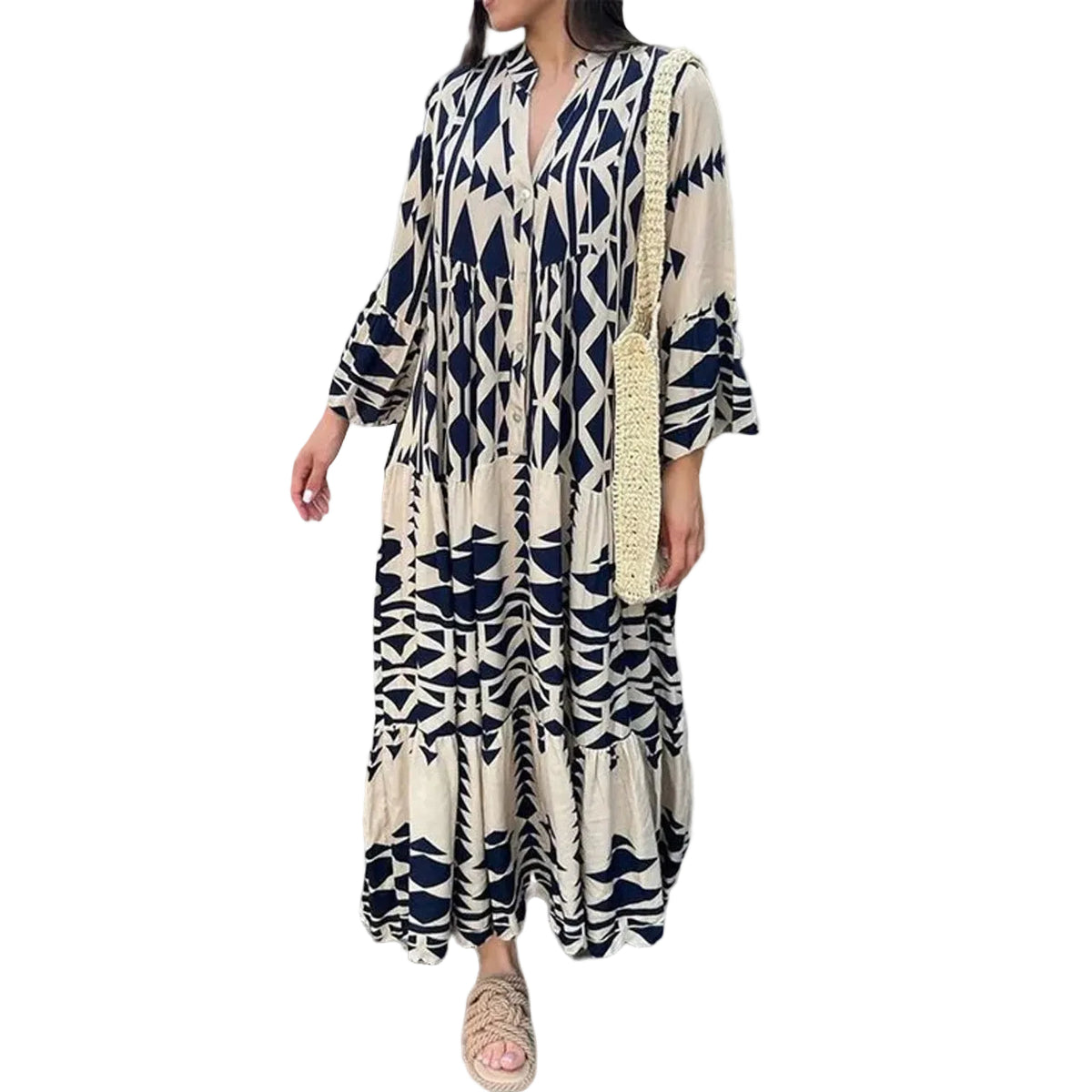 Bohemian printed shirt dress