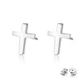 S925 Sterling Silver Smooth Cross Earrings
