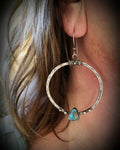 Vintage Boho 925 Silver Turquoise Hoop Earrings