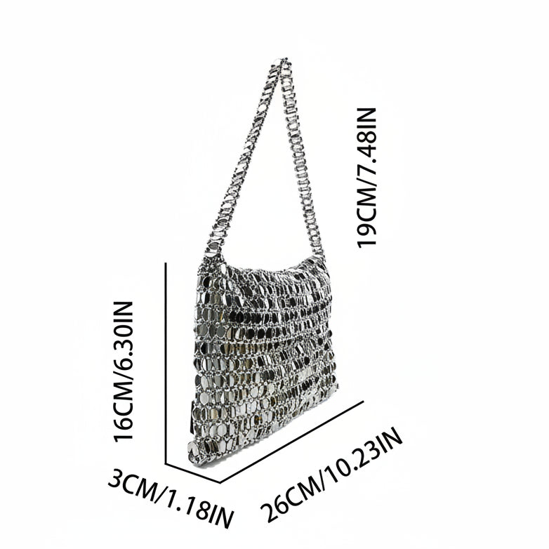Retro Metal Sequin Silver Bag