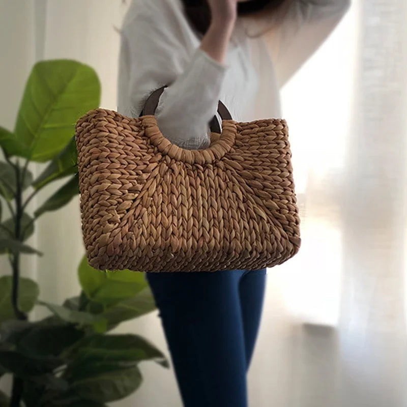 Women Vintage Rattan Handbag