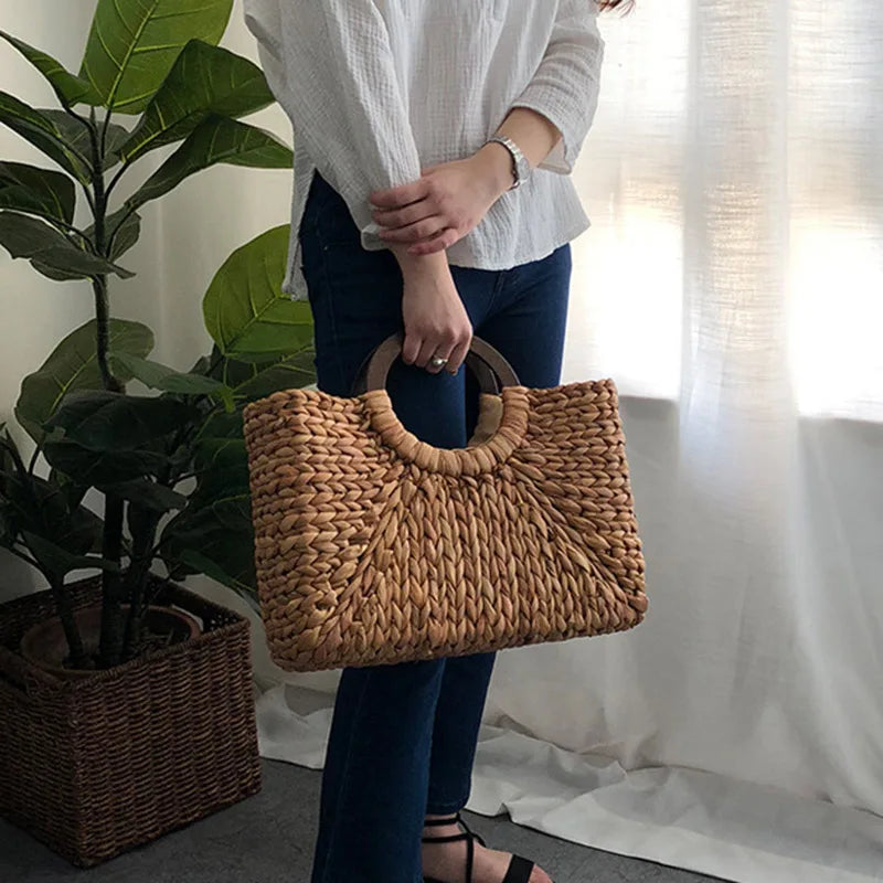 Women Vintage Rattan Handbag