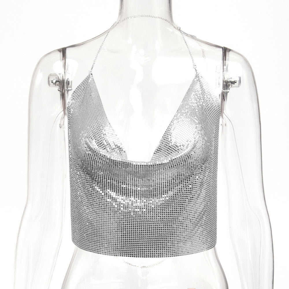 Metallic Chainmail Handkerchief Top
