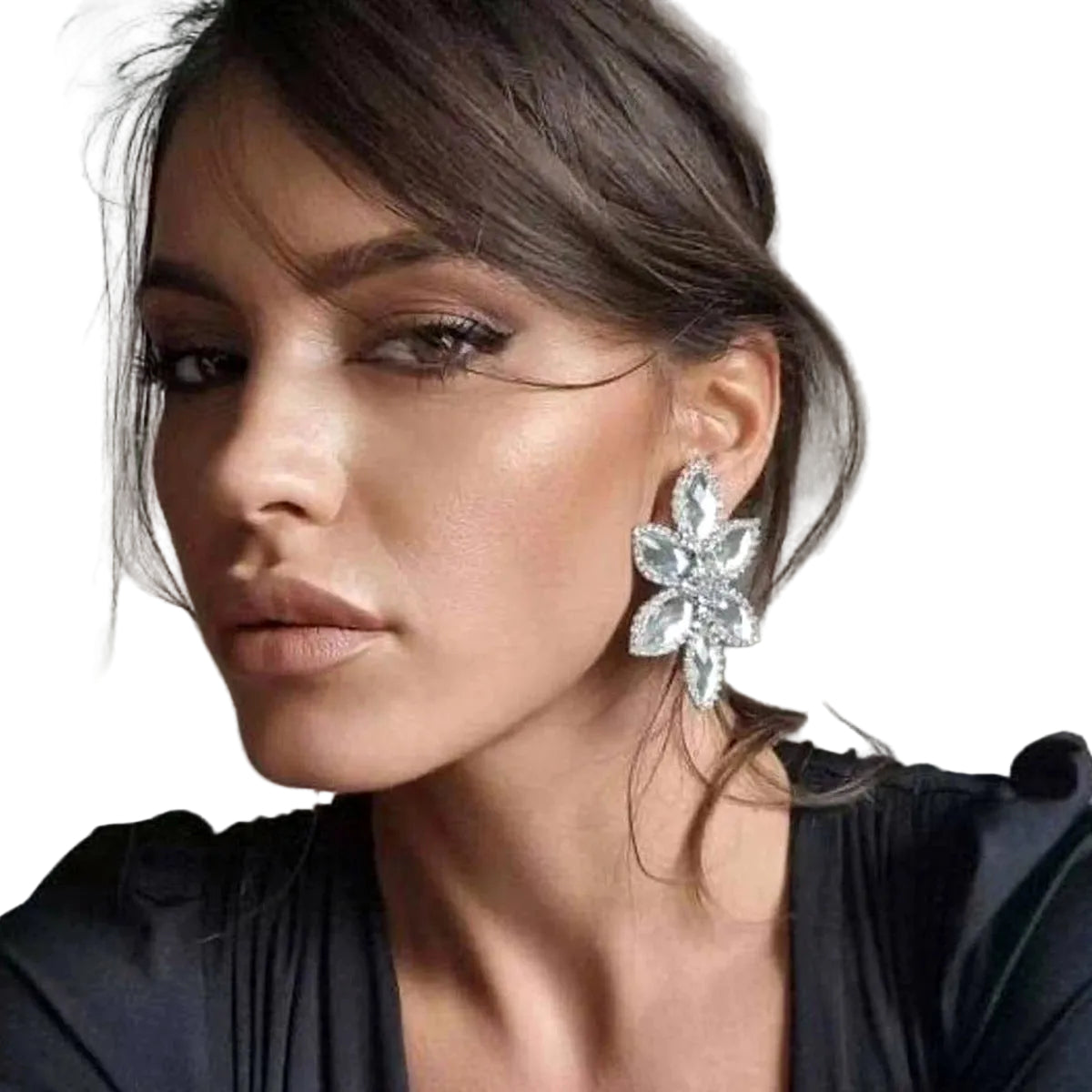 Statement Flower Crystal Earrings