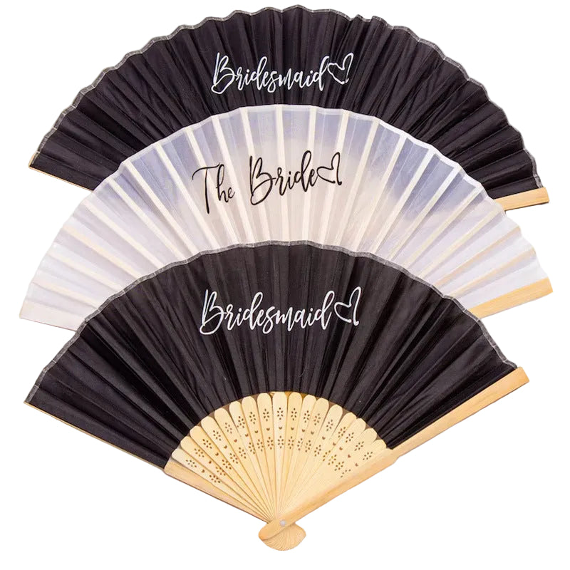 Bride And Bridesmaid Black And White Fan