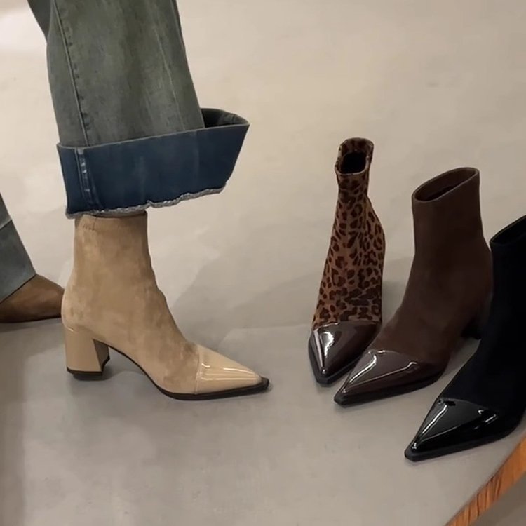 Chunky-heel Skinny High-heeled Boots