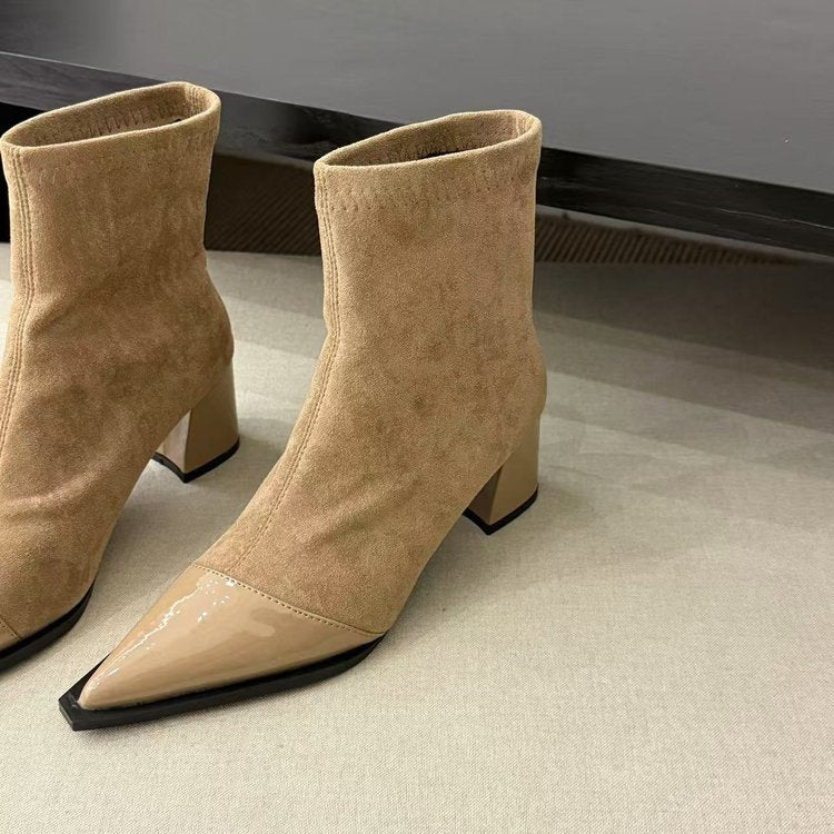 Chunky-heel Skinny High-heeled Boots