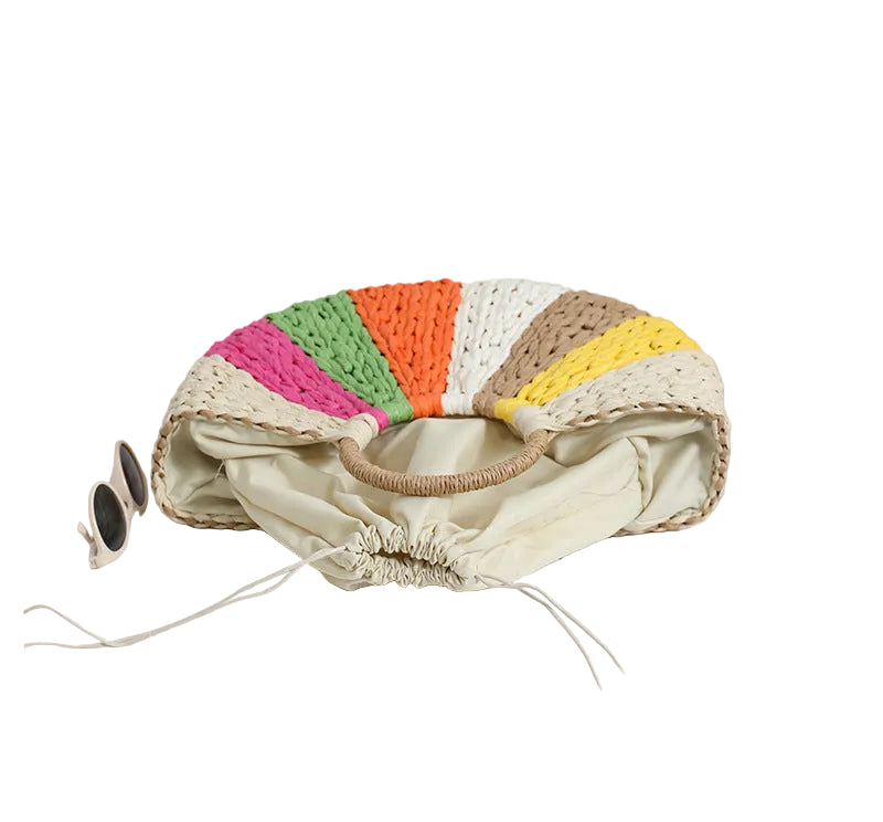 Beach Vacation Rainbow Straw Beach Bag