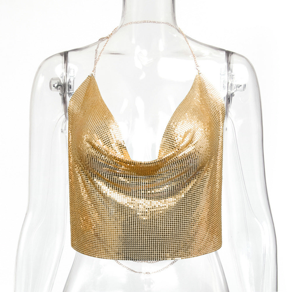 Metallic Chainmail Handkerchief Top