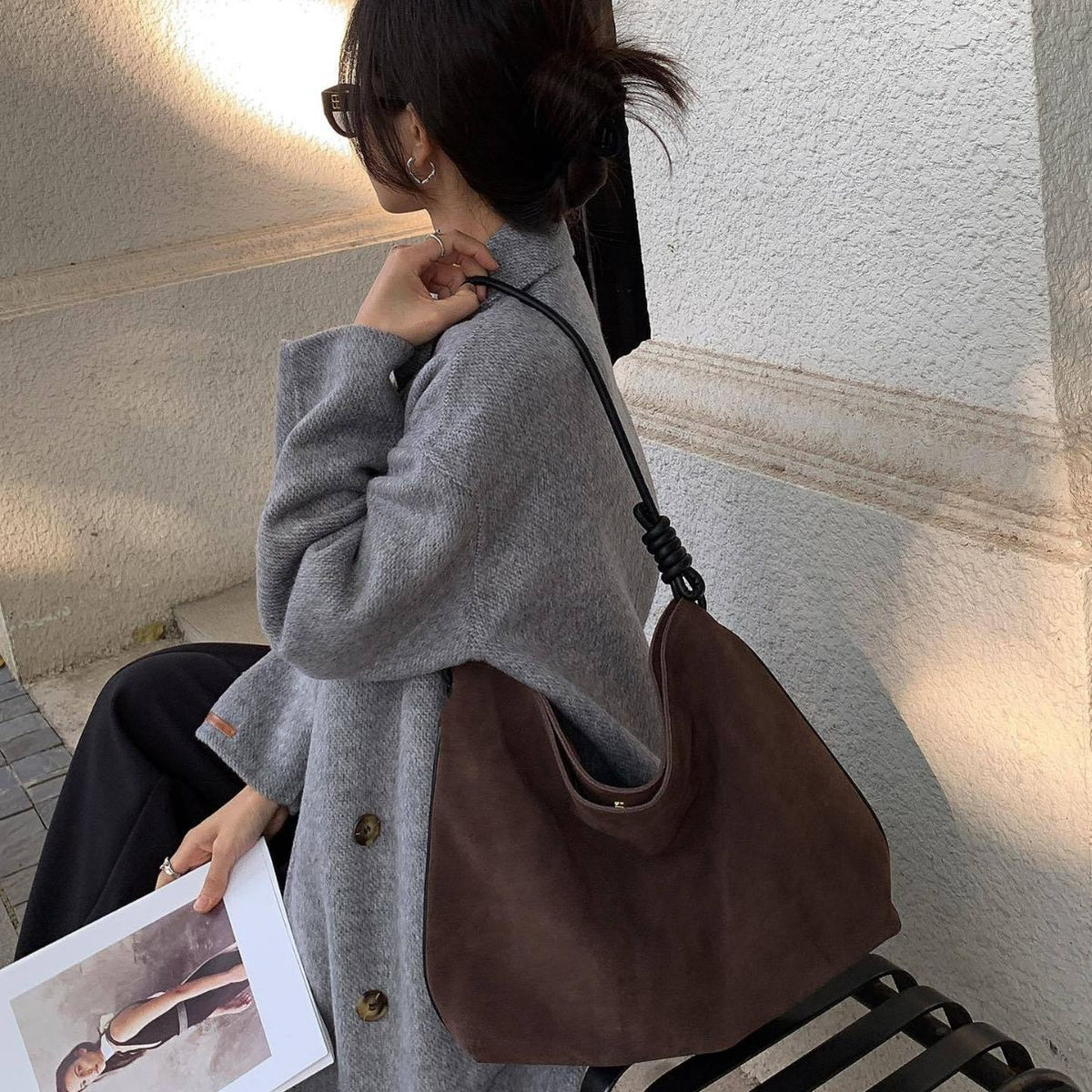 Suede Leather Large-Capacity Shoulder Bag