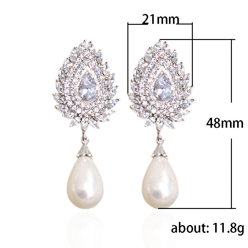 Pearl and Zircon Drop Earrings