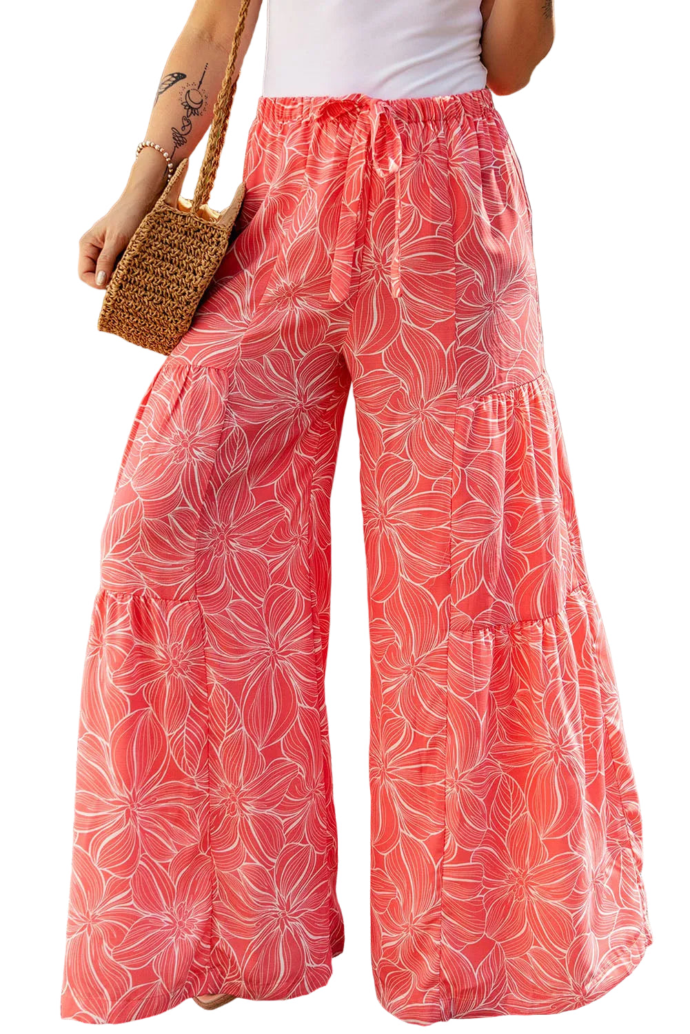 Floral Print Wide Leg Pants
