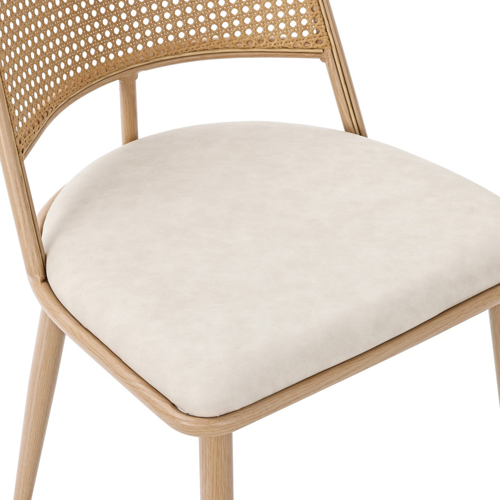 Set Of 4, Rattan Backrest, Bamboo Kitchen Chairs