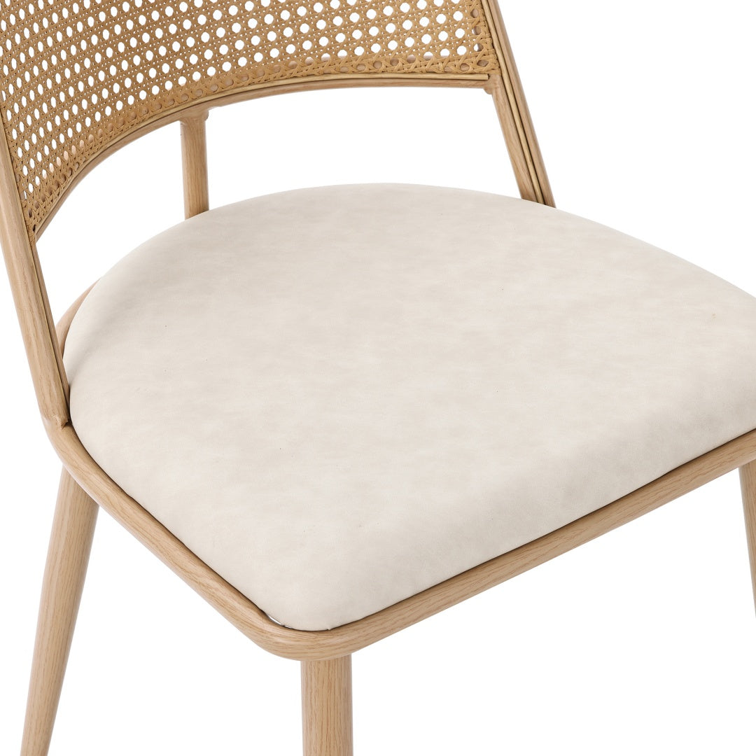Set Of 4, Rattan Backrest, Bamboo Kitchen Chairs