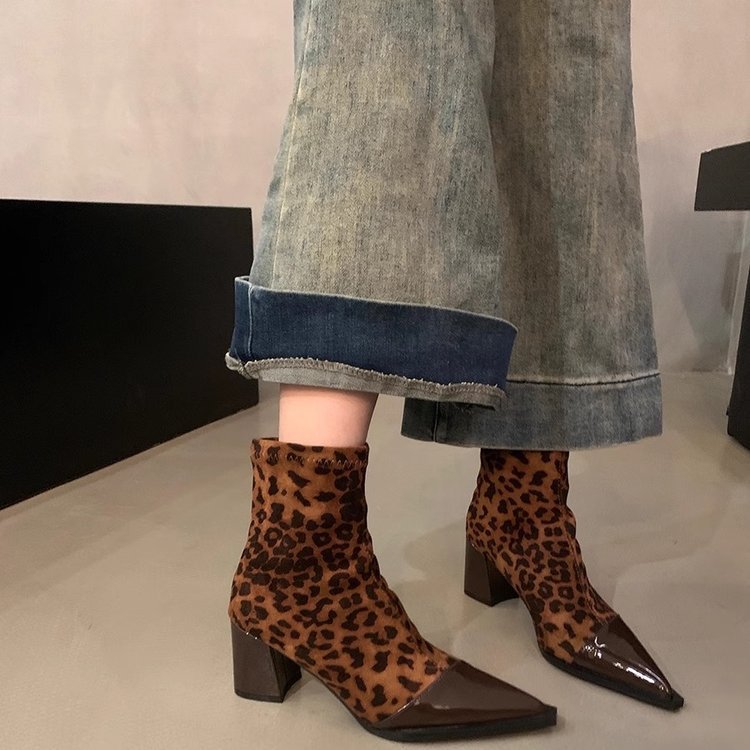 Chunky-heel Skinny High-heeled Boots