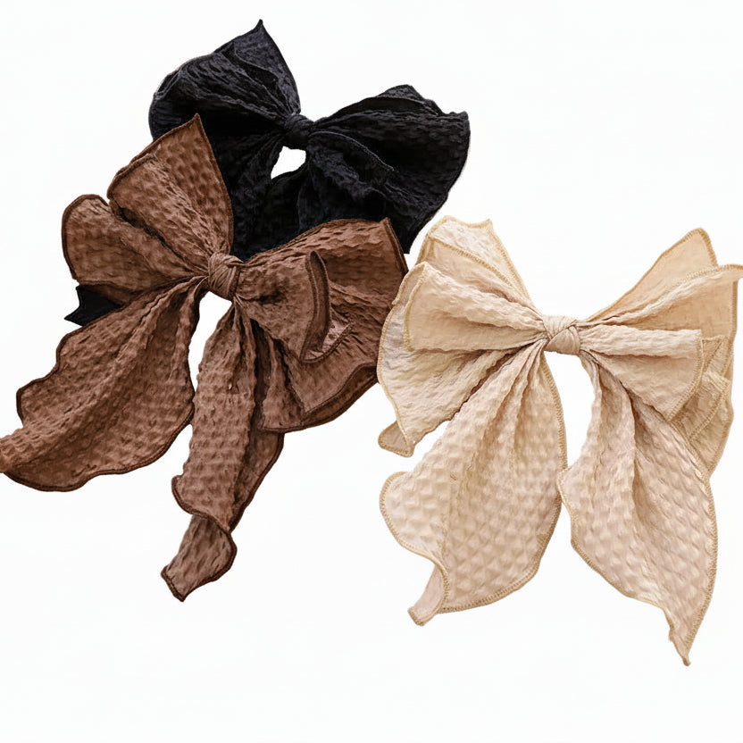 Solid Color Fabric Crumpled Bow Hair Accessory