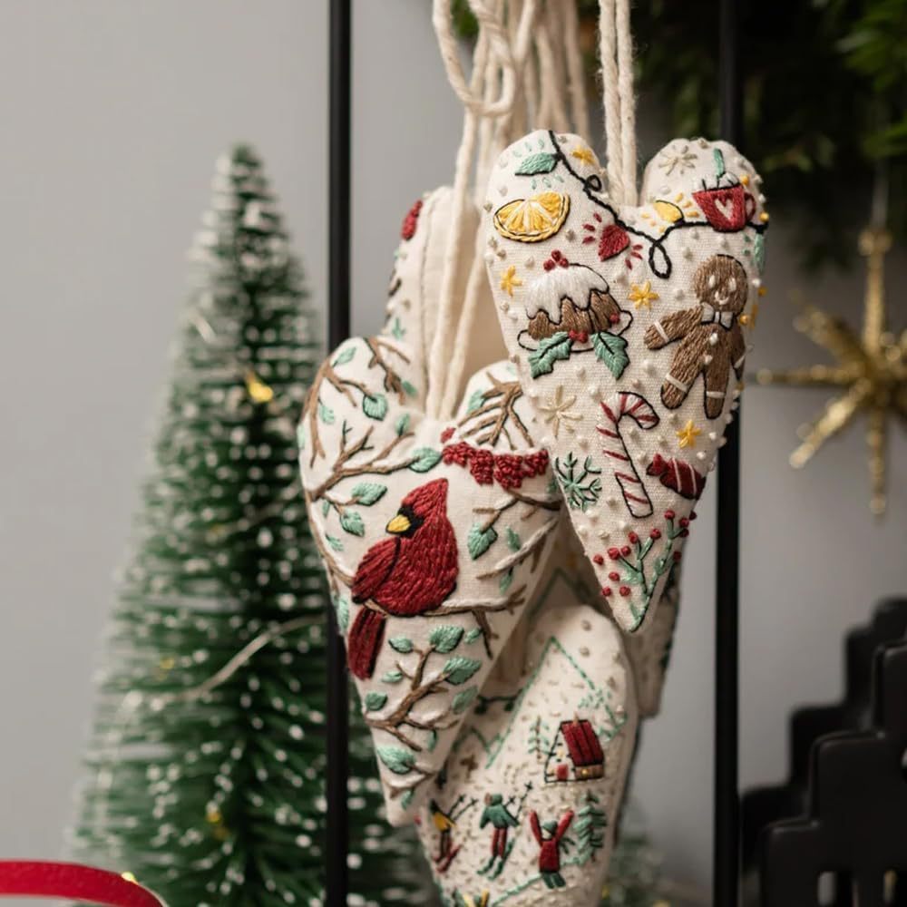 Heart-shaped Embroidery Christmas Decorative Pendant