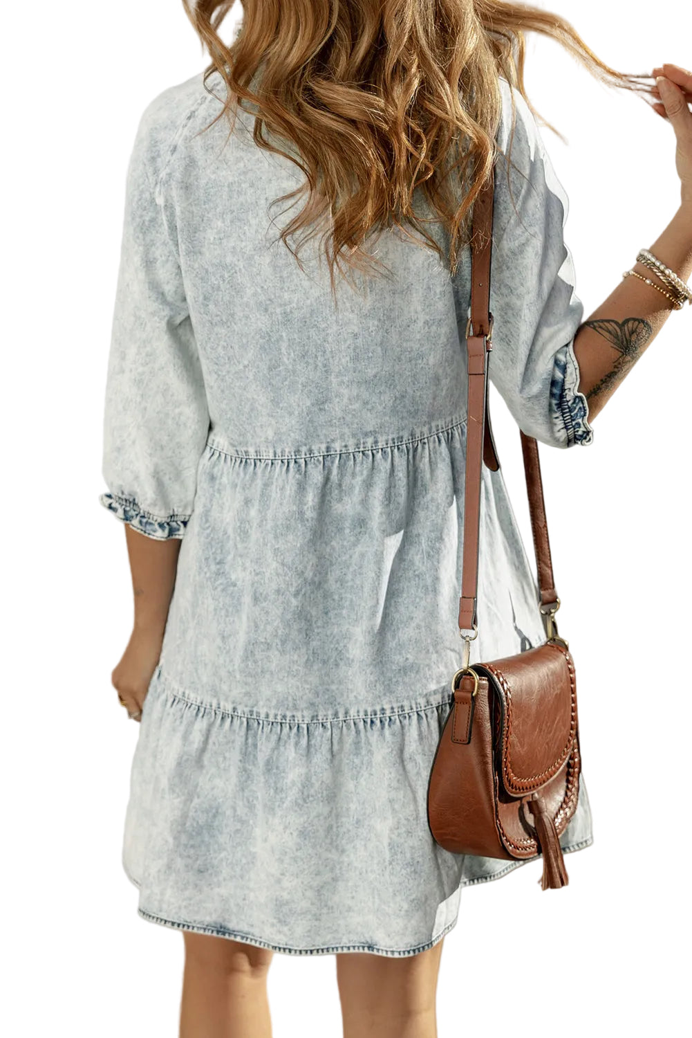 Acid Wash Flared Denim Dress