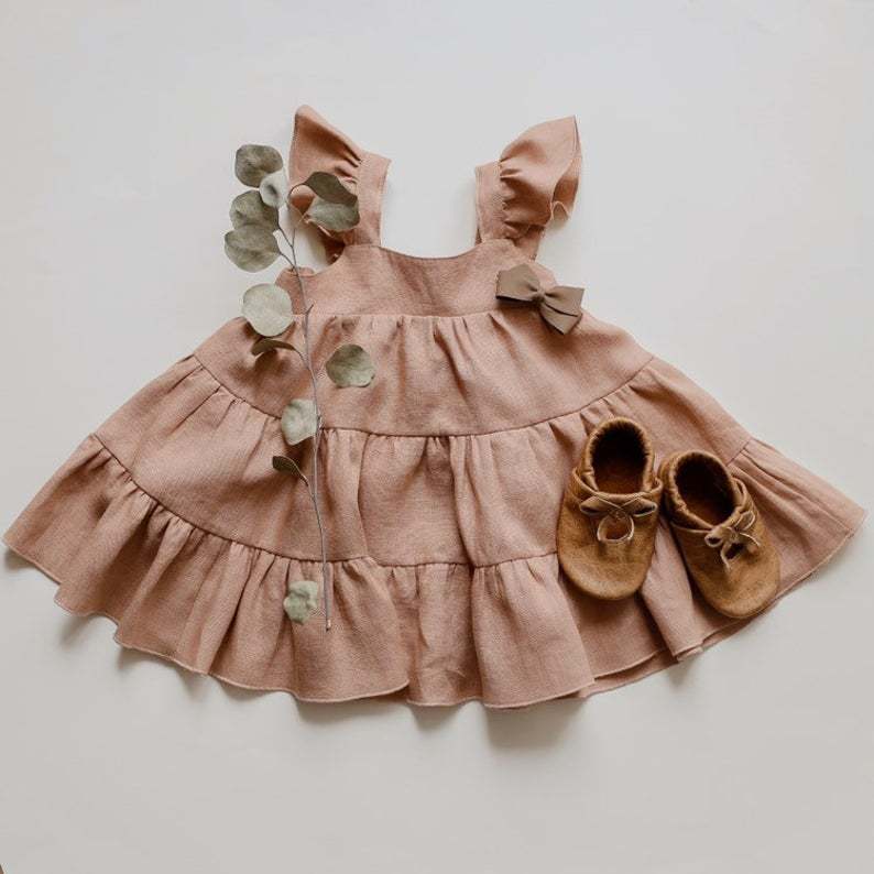 Cotton And Linen Blend Cap Sleeve Dress