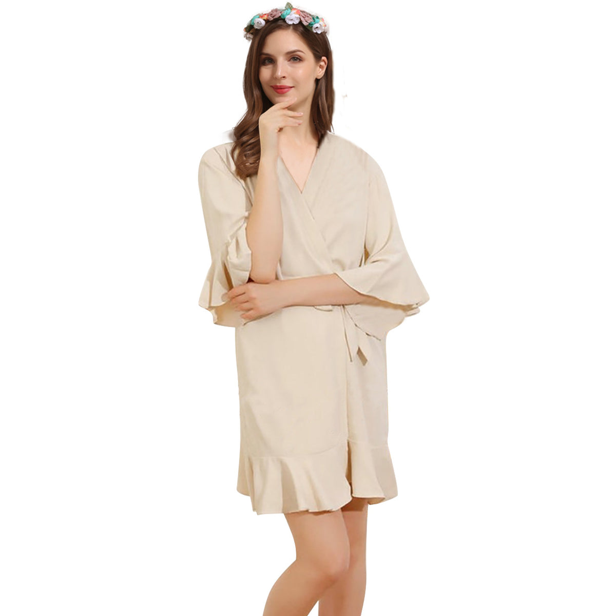Pleated Hem Chiffon Robe