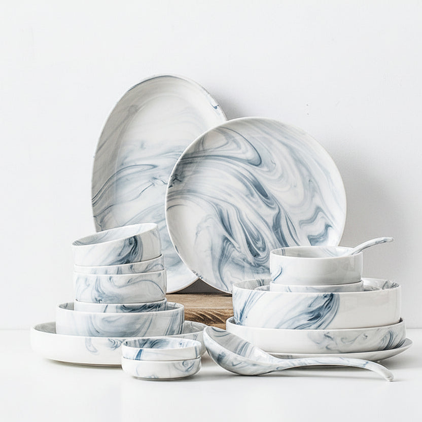 Marble tableware and dish set